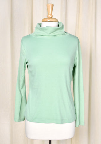 1960s Vintage Mint Cowl Neck Knit Top Cats Like Us