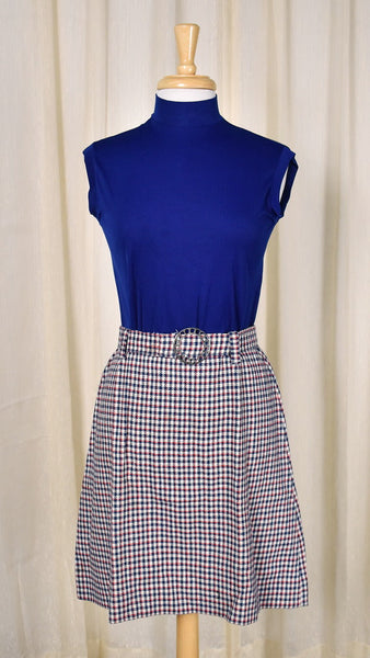 1960s Vintage Mod Plaid Skirt with Belt Cats Like Us