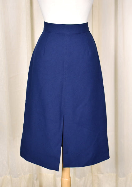 1960s Vintage Navy A-line Slit Skirt Cats Like Us