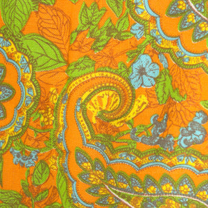 1960s Vintage Neon Orange Paisley Skirt Cats Like Us