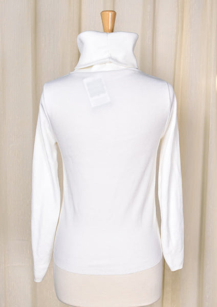 1960s Vintage Off White Cowl Neck Top Cats Like Us
