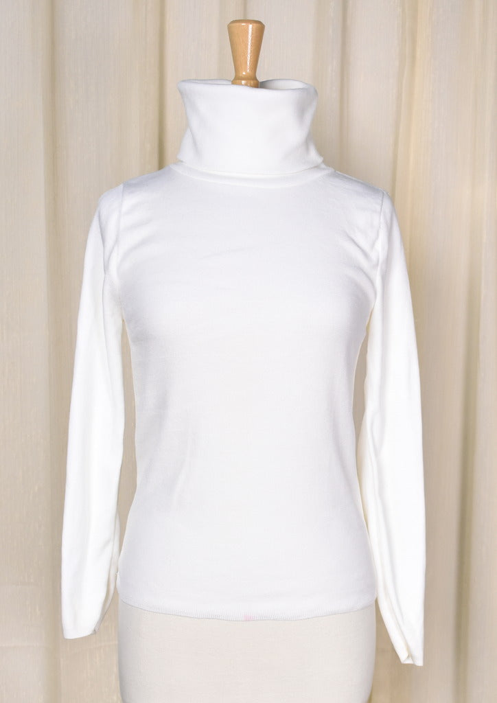 1960s Vintage Off White Cowl Neck Top Cats Like Us