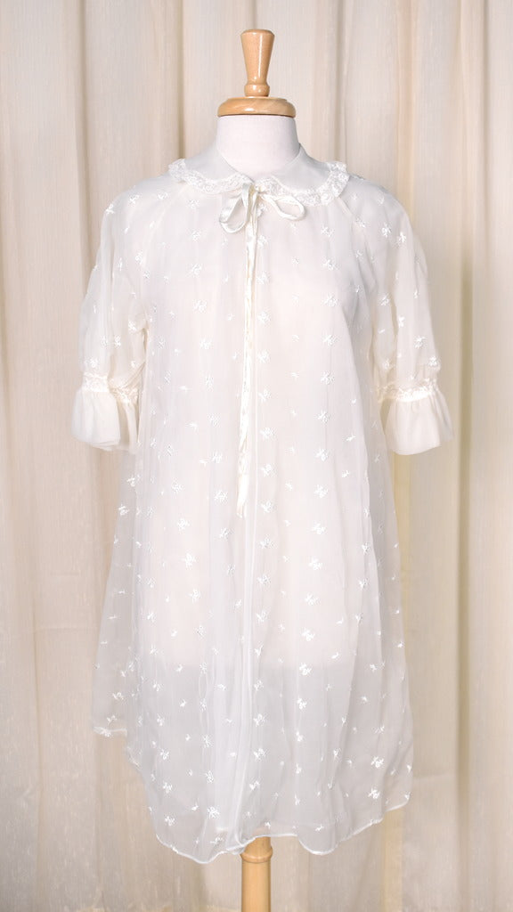 1960s Vintage Off White Sheer Robe Cats Like Us