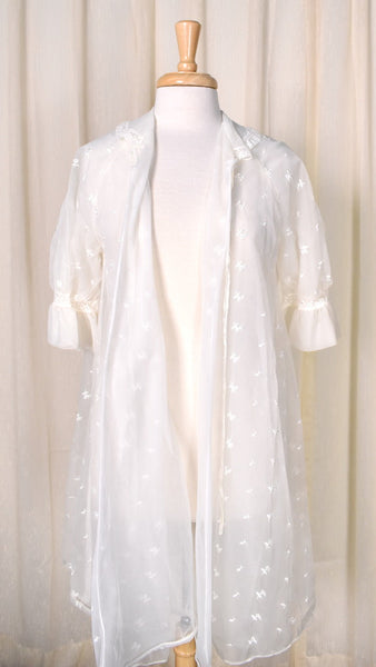 1960s Vintage Off White Sheer Robe Cats Like Us