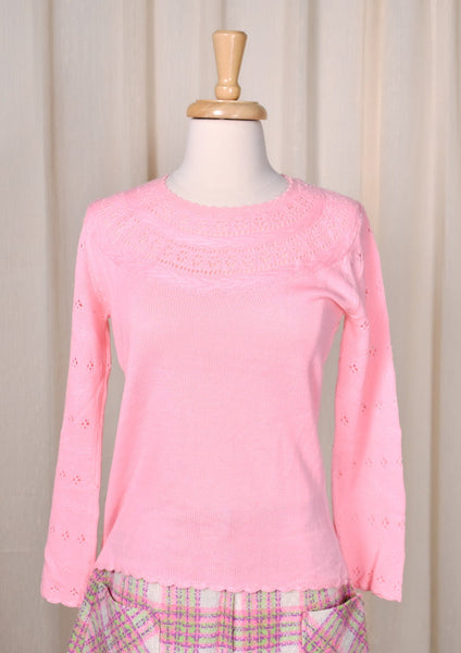 1960s Vintage Pink Bell Sleeve Sweater Cats Like Us