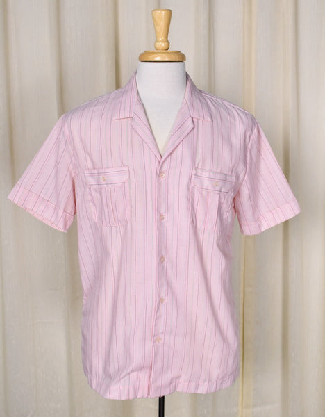 1960s Vintage Pink Stripe Button Shirt Cats Like Us