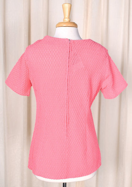 1960s Vintage Pink Textured Tunic Top Cats Like Us