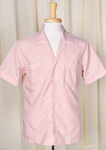 1960s Vintage Pink on Pink Stripe Shirt Cats Like Us