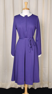 1960s Vintage Purple Button Collar Dress Cats Like Us