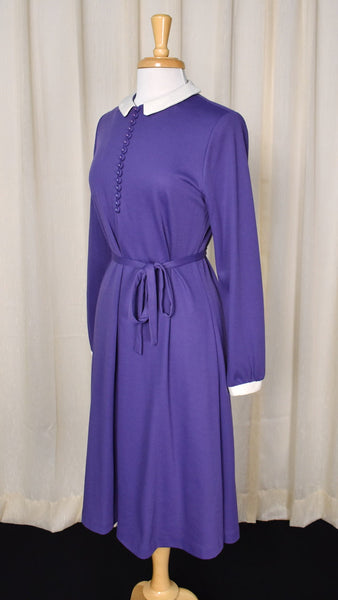 1960s Vintage Purple Button Collar Dress Cats Like Us