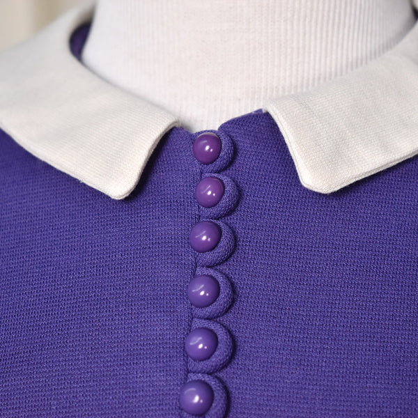 1960s Vintage Purple Button Collar Dress Cats Like Us