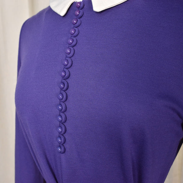 1960s Vintage Purple Button Collar Dress Cats Like Us