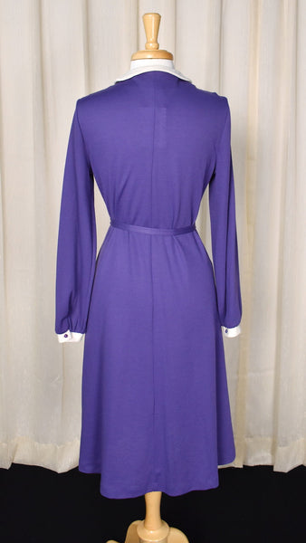 1960s Vintage Purple Button Collar Dress Cats Like Us