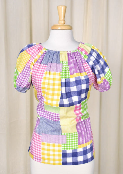 1960s Vintage Purple Patchwork Top Cats Like Us