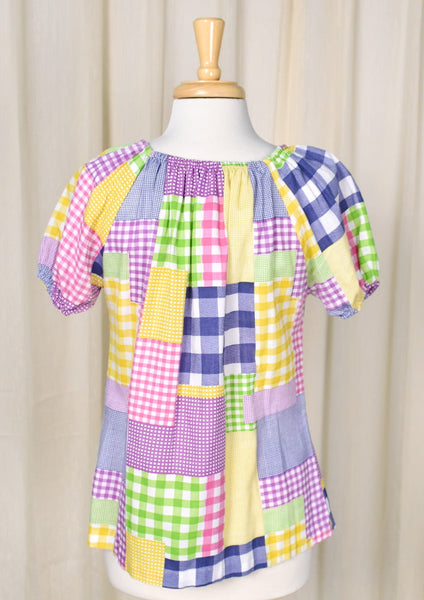 1960s Vintage Purple Patchwork Top Cats Like Us