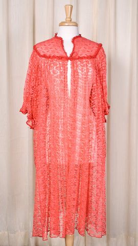 1960s Vintage Red Lace Robe Cats Like Us
