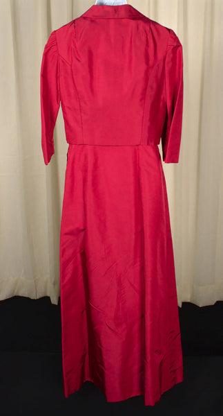 1960s Vintage Red Maxi Dress & Jacket Cats Like Us