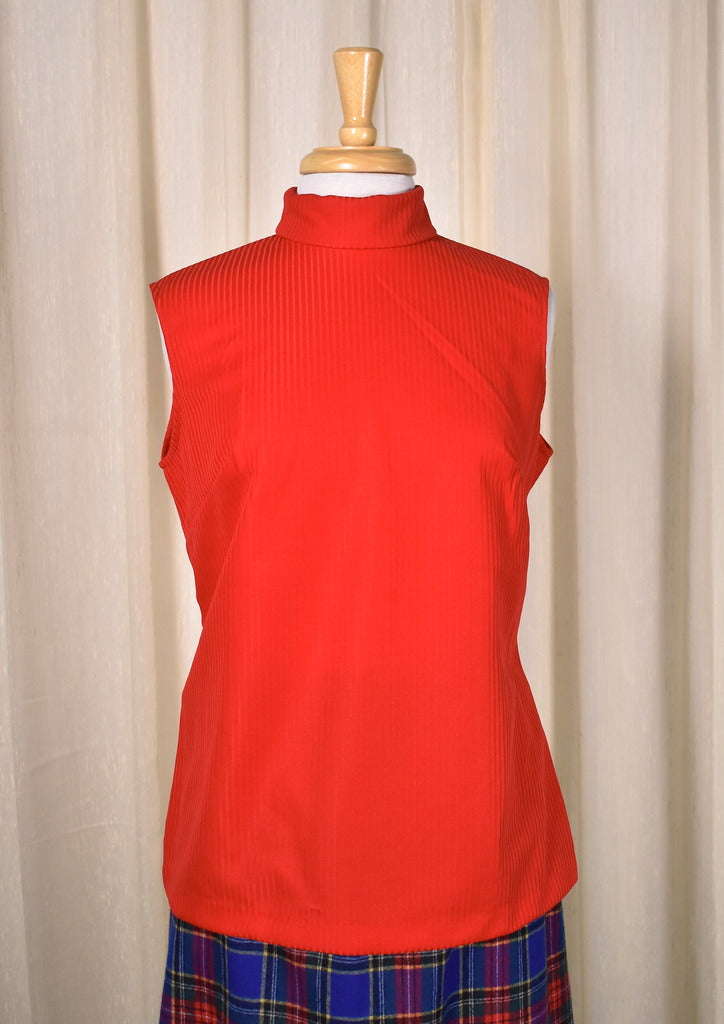1960s Vintage Red Sleeveless Top Cats Like Us