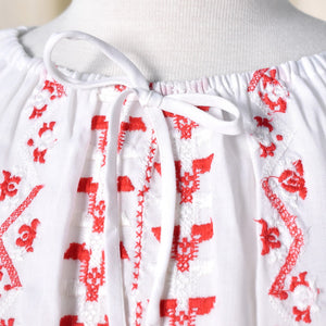 1960s Vintage Red & White Peasant Top Cats Like Us