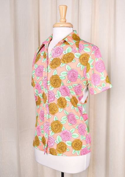 1960s Vintage Roses Boating Party Shirt Cats Like Us