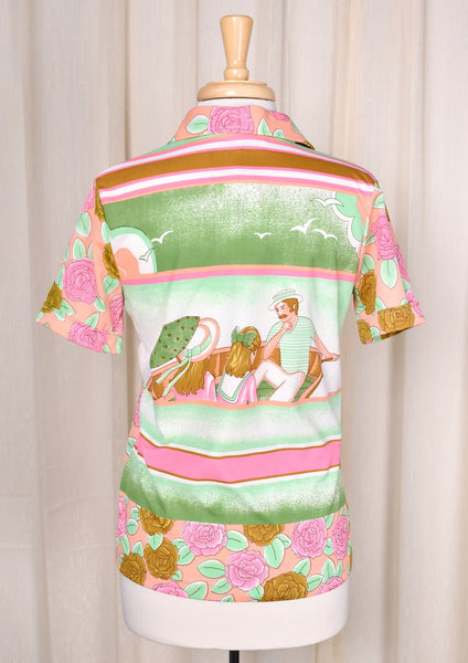 1960s Vintage Roses Boating Party Shirt Cats Like Us