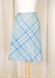 1960s Vintage Sky Blue & Cream Skirt Cats Like Us
