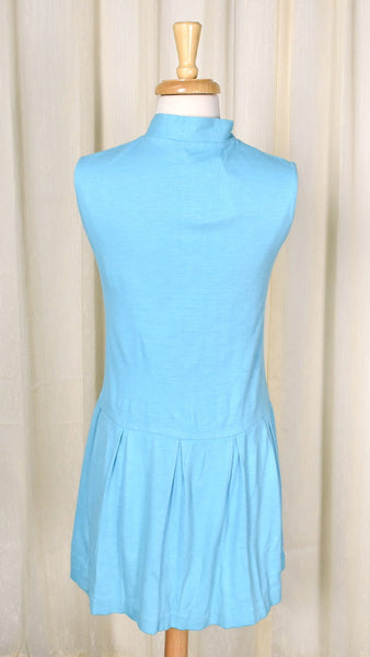 1960s Vintage Sky Blue Knit Dress Cats Like Us