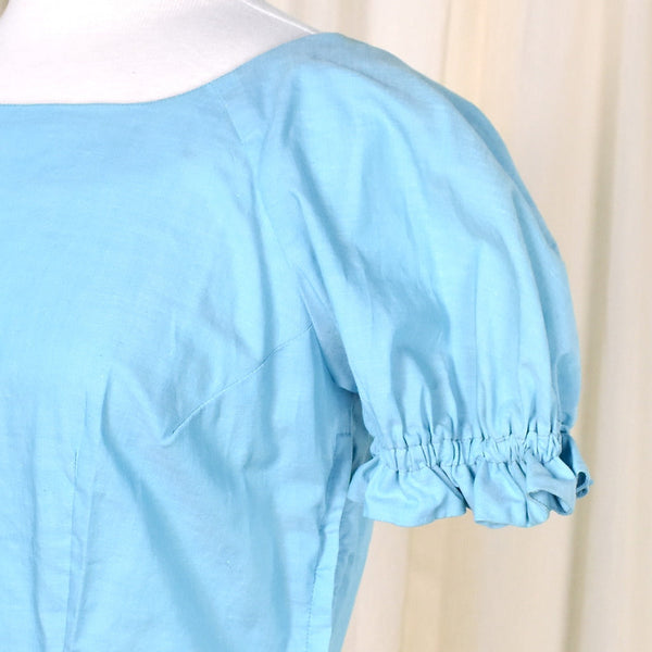 1960s Vintage Sky Blue Peasant Top Cats Like Us