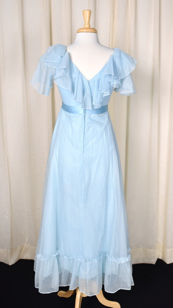 1960s Vintage Sky Blue Swiss Dot Dress – Cats Like Us