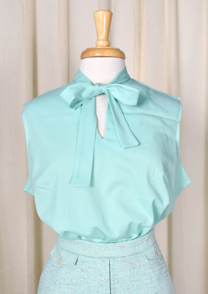 1960s Vintage Sleeveless Mint Tie Top Cats Like Us