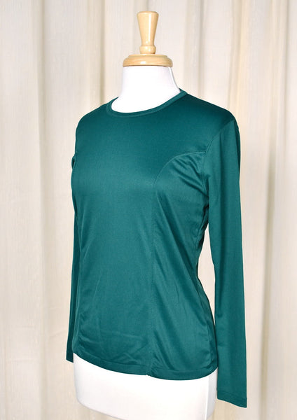 1960s Vintage Sporty Green LS Knit Top Cats Like Us