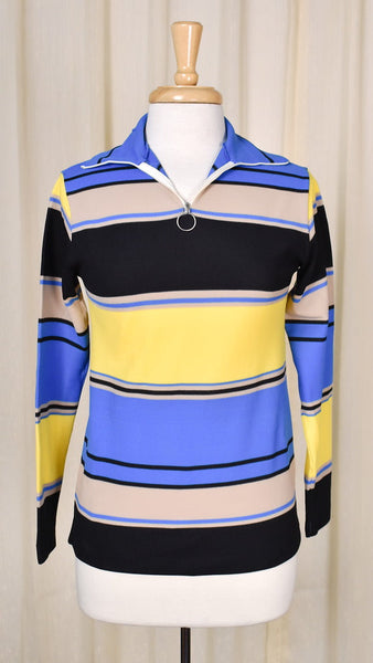 1960s Vintage Striped Zipper Top Cats Like Us