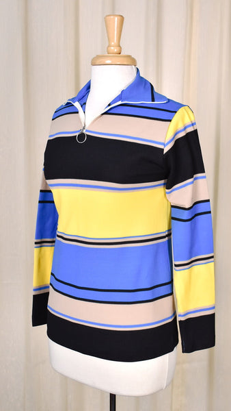 1960s Vintage Striped Zipper Top Cats Like Us