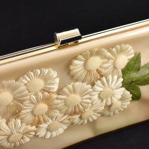 1960s Vintage Vinyl Daisy Clutch Bag Cats Like Us