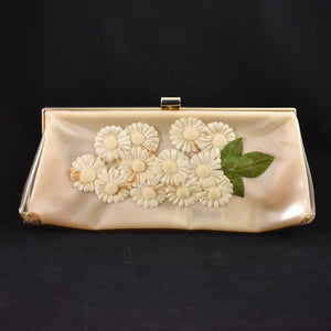 1960s Vintage Vinyl Daisy Clutch Bag Cats Like Us