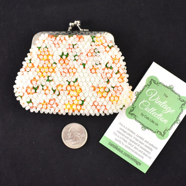 1960s Vintage White Candy Dot Coin Purse Cats Like Us