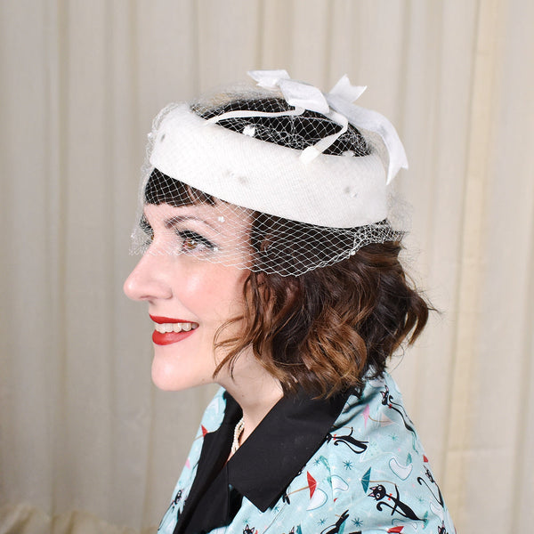 1960s Vintage White Crown Net Hat Cats Like Us