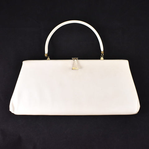 1960s Vintage White Flat Handbag Clutch Cats Like Us