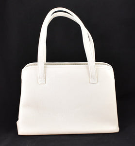 1960s Vintage White Vinyl Handbag Cats Like Us