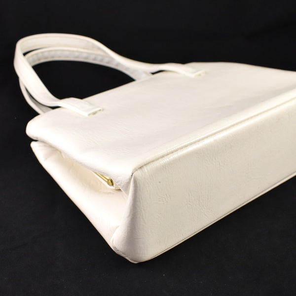 1960s Vintage White Vinyl Handbag Cats Like Us