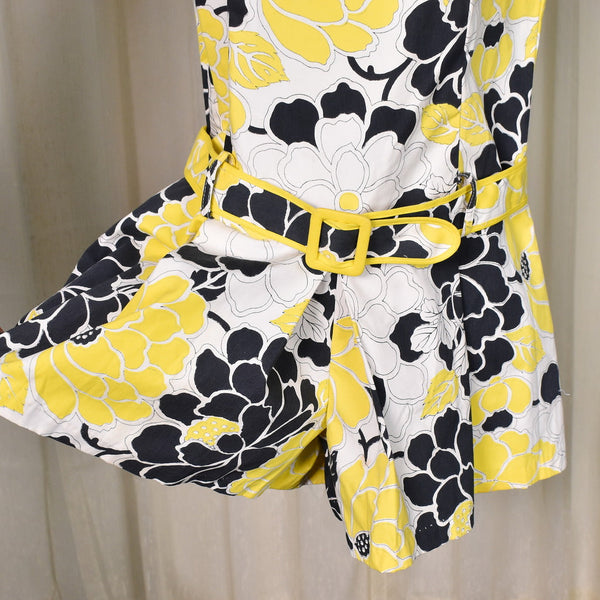 1960s Vintage Yellow Floral Romper Cats Like Us