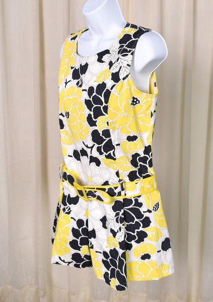 1960s Vintage Yellow Floral Romper Cats Like Us