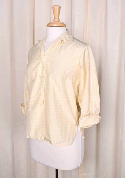 1960s Vintage Yellow Gingham Blouse Cats Like Us