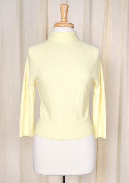 1960s Vintage Yellow Pullover Sweater Cats Like Us