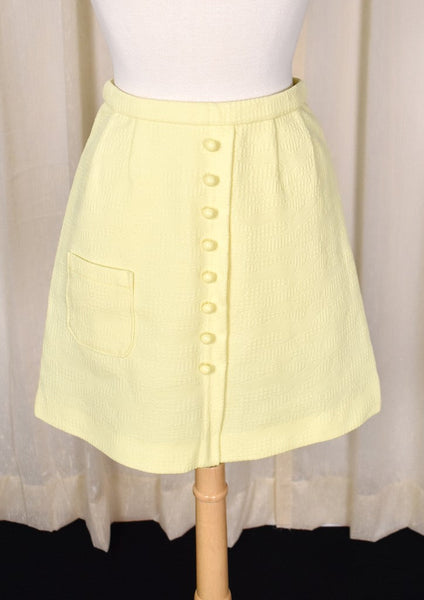 1960s Vintage Yellow Textured Skirt Cats Like Us