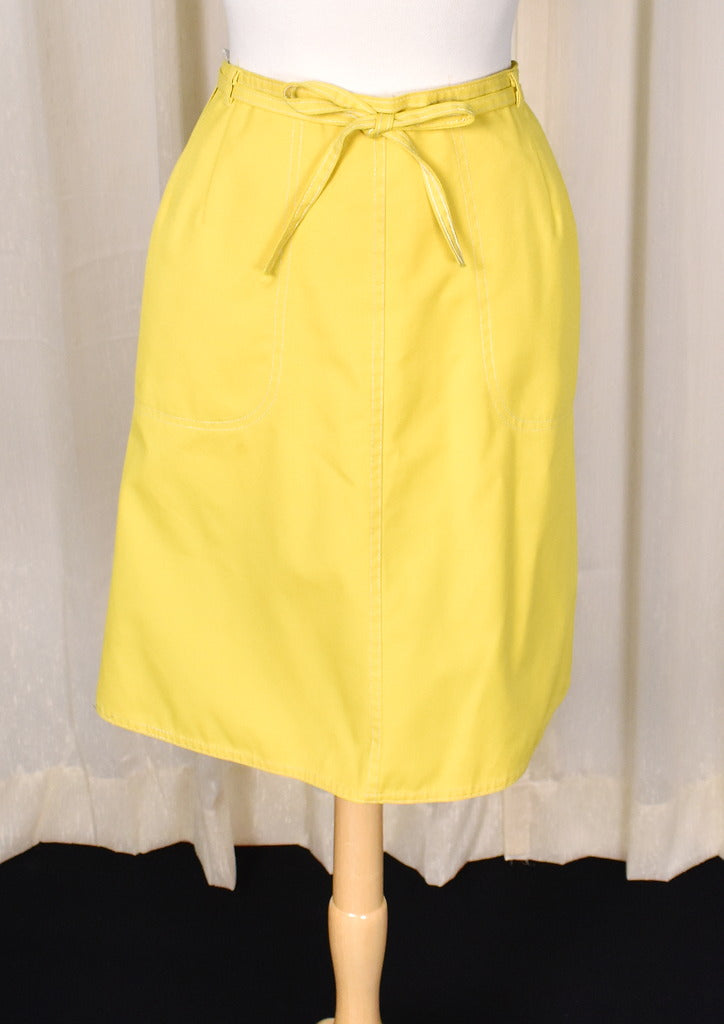 1960s Vintage Yellow Wrap Skirt Cats Like Us