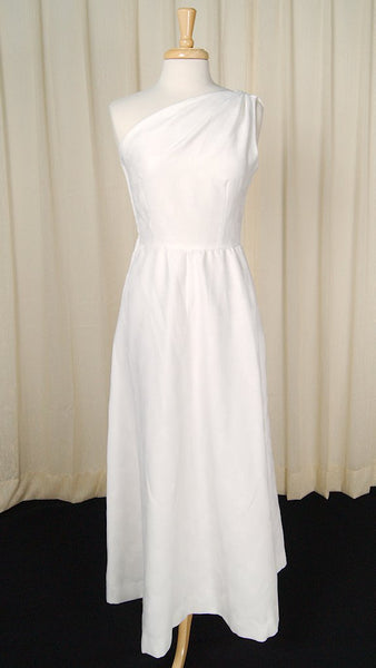 1960s White Grecian Maxi Dress Cats Like Us