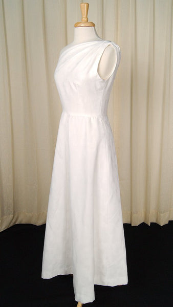 1960s White Grecian Maxi Dress Cats Like Us