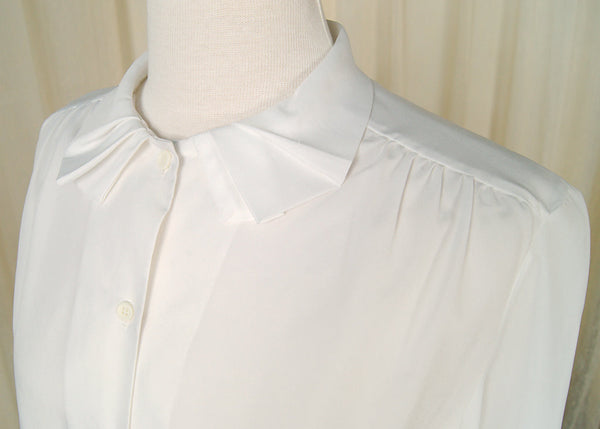 1960s White Pleat Collar Blouse Cats Like Us