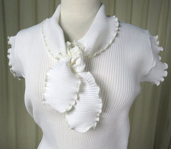 1960s White Ribbed Tie Top Cats Like Us